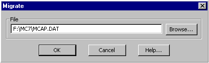 Migrate File dialog box
