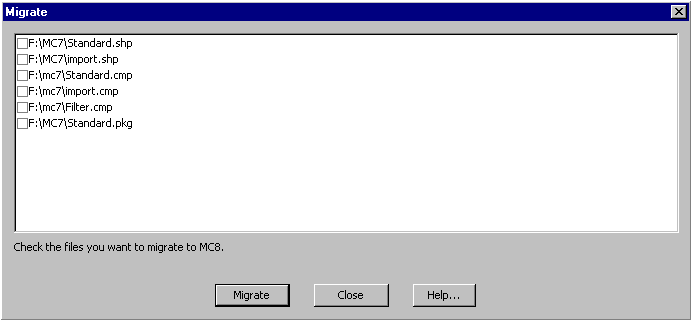 Component, Shape and Package Migrate dialog box