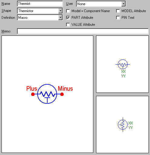 Thermistor Component Editor Settings