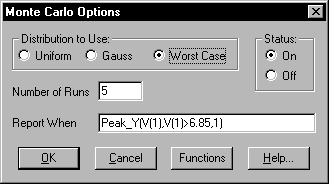 Monte Carlo Options Dialog Box