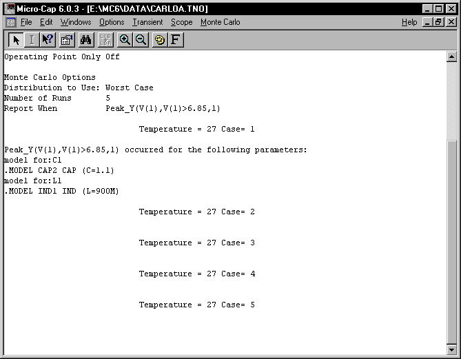 Monte Carlo Error Report in the Numeric Output