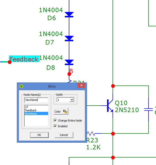 Node label dialog box