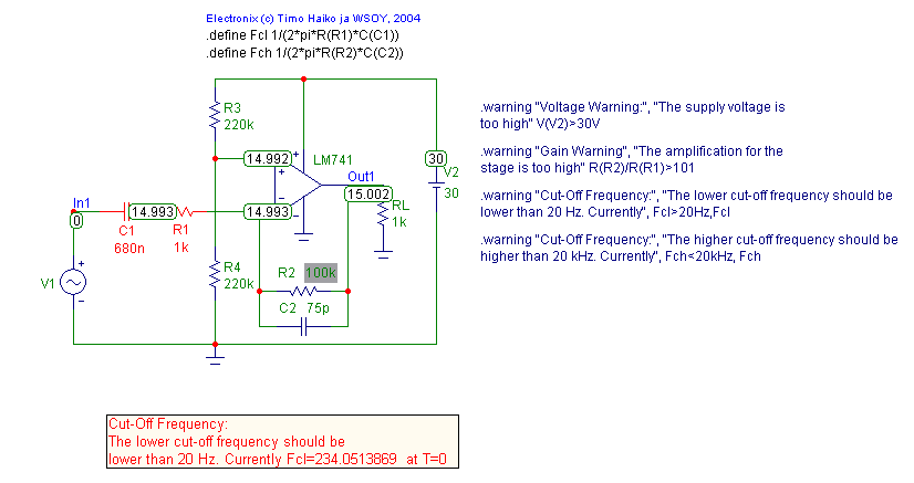 Dynamic DC analysis with R2=100K