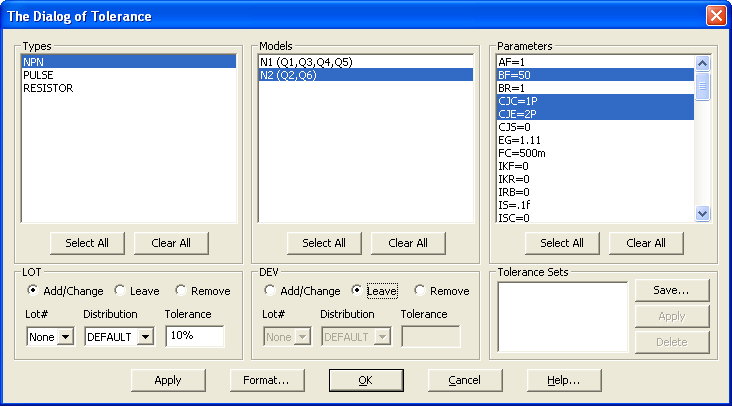 Tolerancing the N2 NPN model