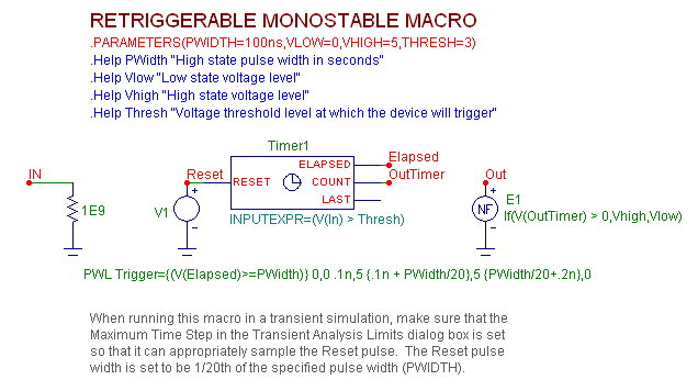 Retriggerable monostable multivibrator macro