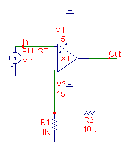 Opamp circuit with +/-15 volt power supplies