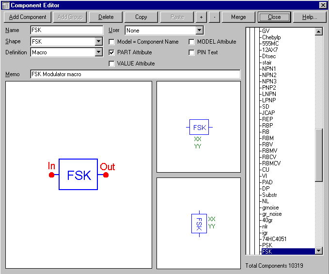 FSK Component Editor Settings