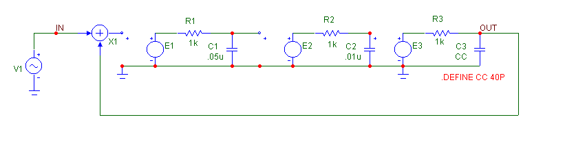 Three stage amplifier with feedback