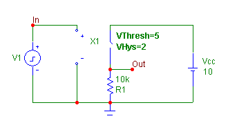 Hysteresis Switch Vout vs Vin Circuit