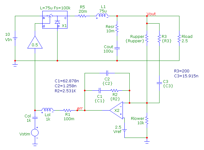 Open loop voltage mode buck converter schematic