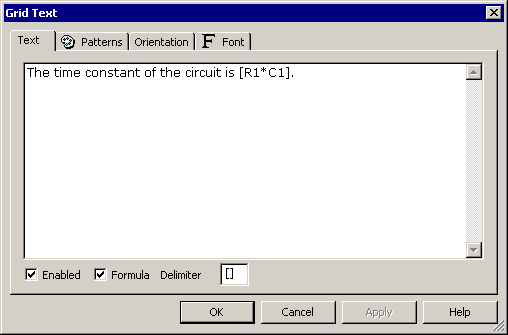 Grid Text dialog box