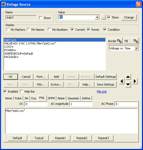 PWL file defined for a voltage source