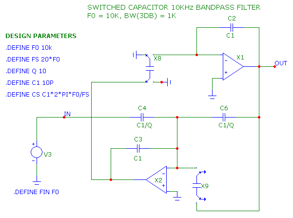 Band pass filter using SC integrators