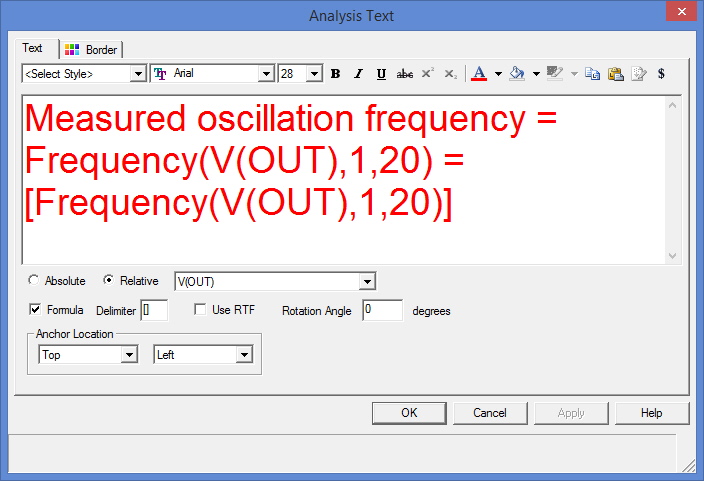 Frequency measuring formula text