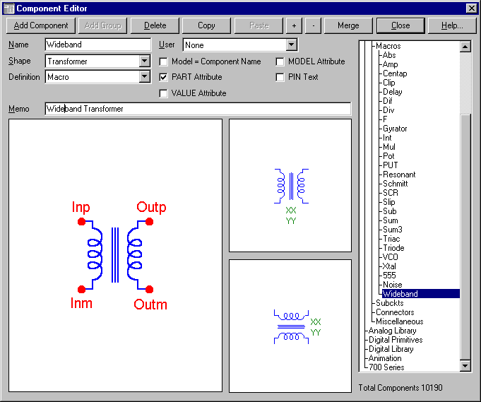 Component Editor Settings